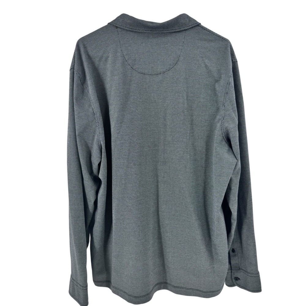 UNTUCKit Damaschino Diamond Birdseye Long Sleeve Polo Shirt Grey Mens XXL - Picture 3 of 8